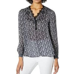 Lucky Brand Sheer Lace Trim Top Size XL Girl Boss Resort Wear Fairy Flirty Boho